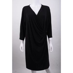 Calvin Klein Womens Black Wrap V Neck Stretch Dress Plus Sz 1X Stretch NWT